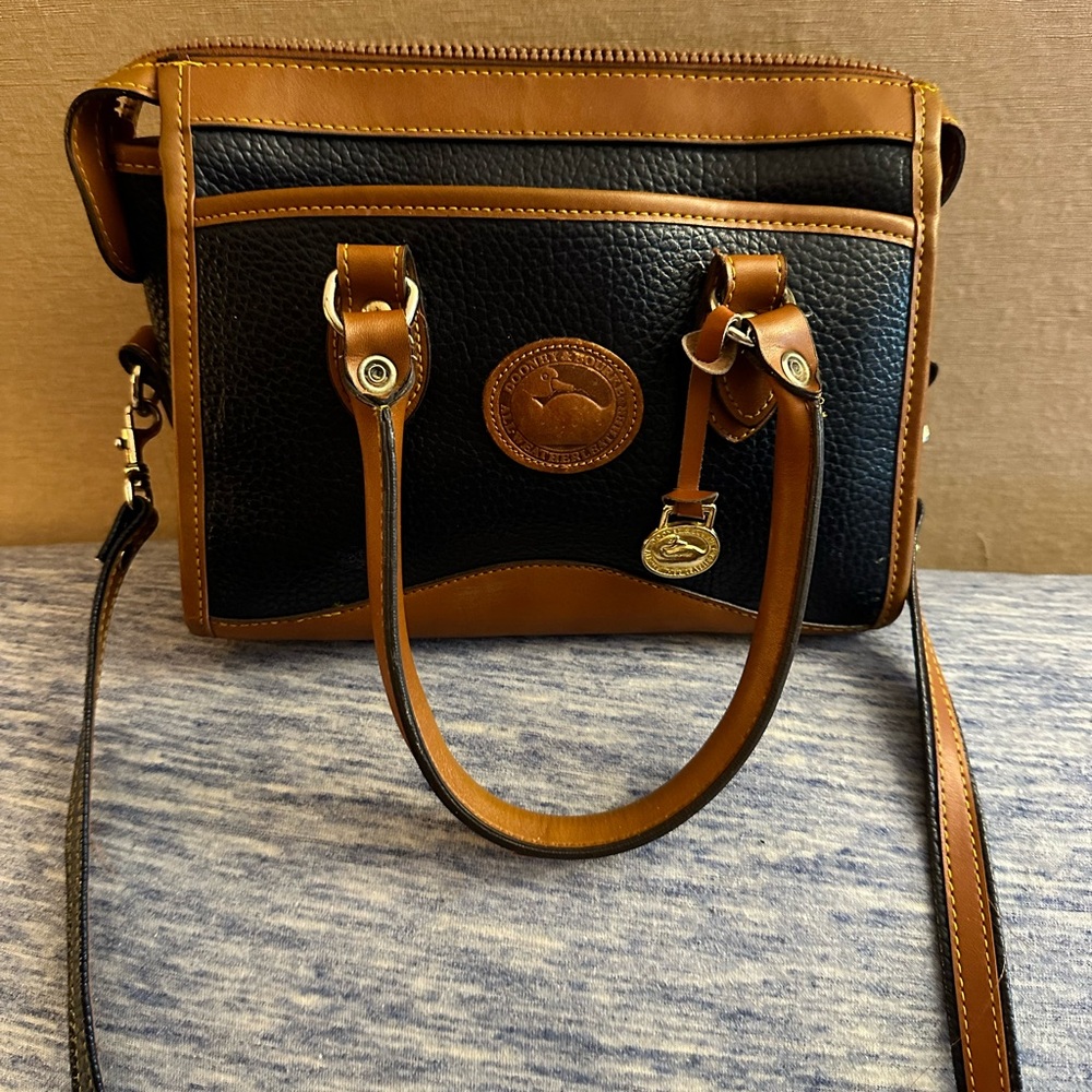 Dooney & Bourke Black and Brown Leather Satchel